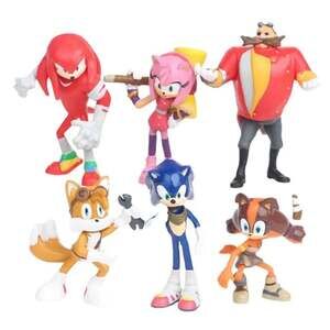 Set of 6 Sonic the Hedgehog Boom Action Figures - Sonic, Tails, Knuckles, Amy, S